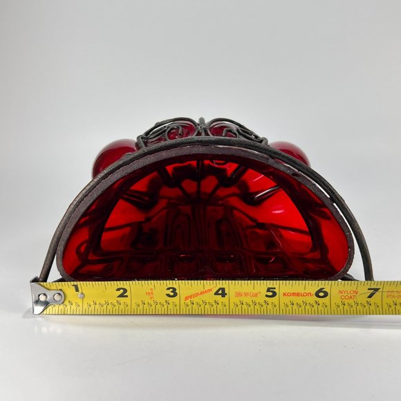 Gothic Caged Ruby Red Glass Wall Hang Planter VTG - Picture 16 of 16